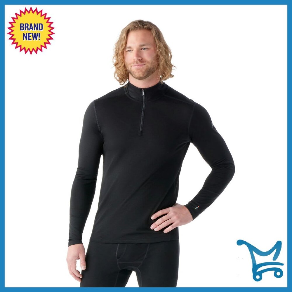 Men's Merino Wool Base Layer 1/4 Zip Slim Fit Small